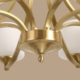 Pure Brass Grande Luxuoso Rústico Retro Vintage Pingente de Latão Lustre com Tons de Vidro