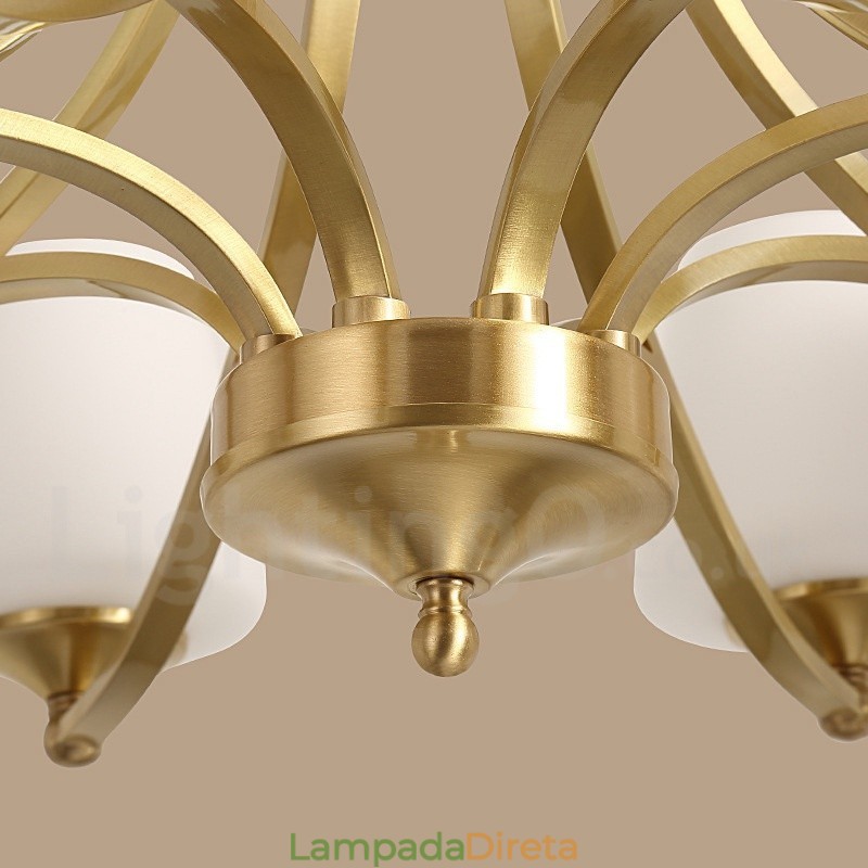 Pure Brass Grande Luxuoso Rústico Retro Vintage Pingente de Latão Lustre com Tons de Vidro