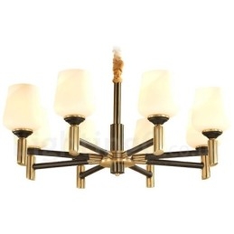 Pure Brass Grande Luxuoso Rústico Retro Vintage Pingente de Latão Lustre com Tons de Vidro