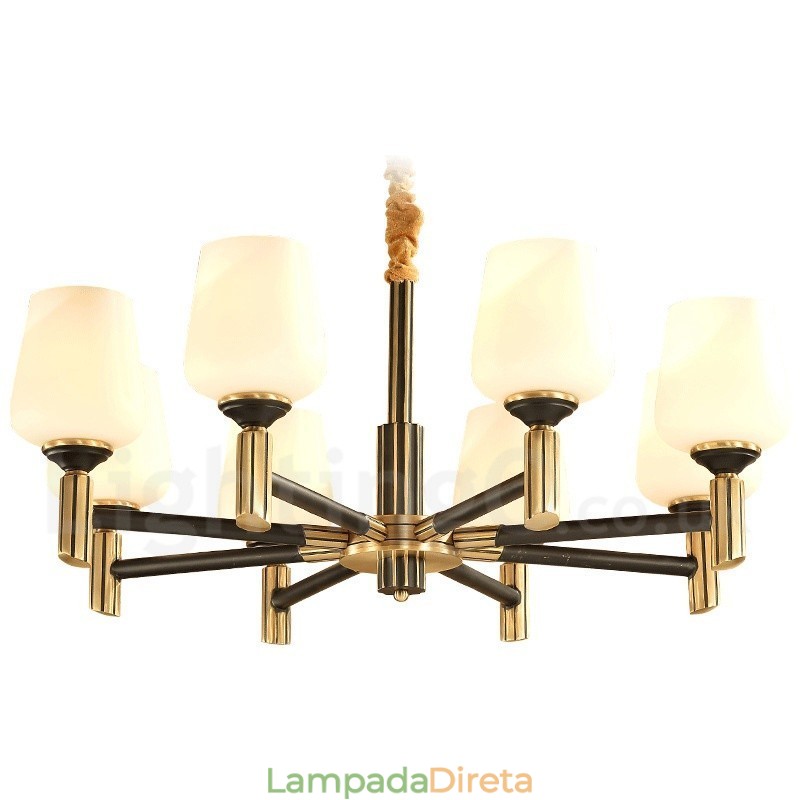 Pure Brass Grande Luxuoso Rústico Retro Vintage Pingente de Latão Lustre com Tons de Vidro