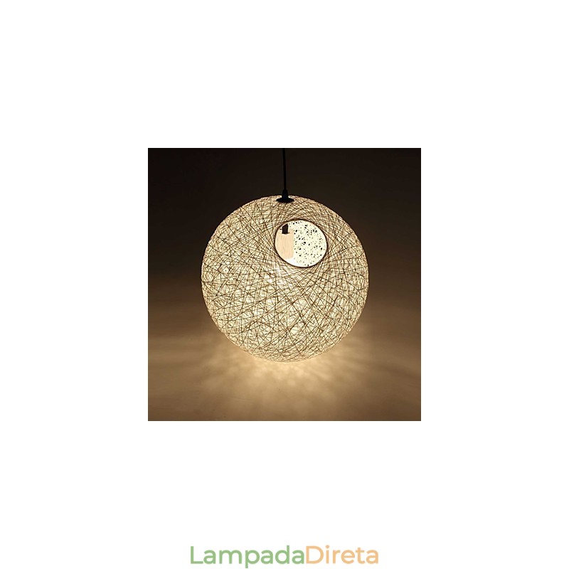 Lâmpada moderna simples e pastoral de vime, lustre de bola de cânhamo