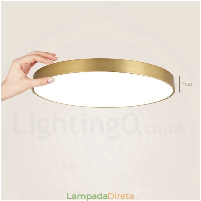 Luzes de teto de latão ultrafinas 100% redondas reguláveis, modernas, contemporâneas, estilo nórdico, embutidas, com cúpula de acrílico, também podem ser usadas como luminária de parede