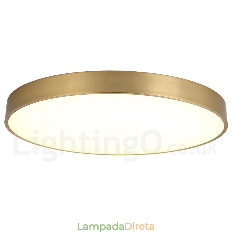 Luzes de teto de latão ultrafinas 100% redondas reguláveis, modernas, contemporâneas, estilo nórdico, embutidas, com cúpula de acrílico, também podem ser usadas como luminária de parede