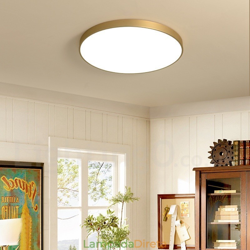 Luzes de teto de latão ultrafinas 100% redondas reguláveis, modernas, contemporâneas, estilo nórdico, embutidas, com cúpula de acrílico, também podem ser usadas como luminária de parede