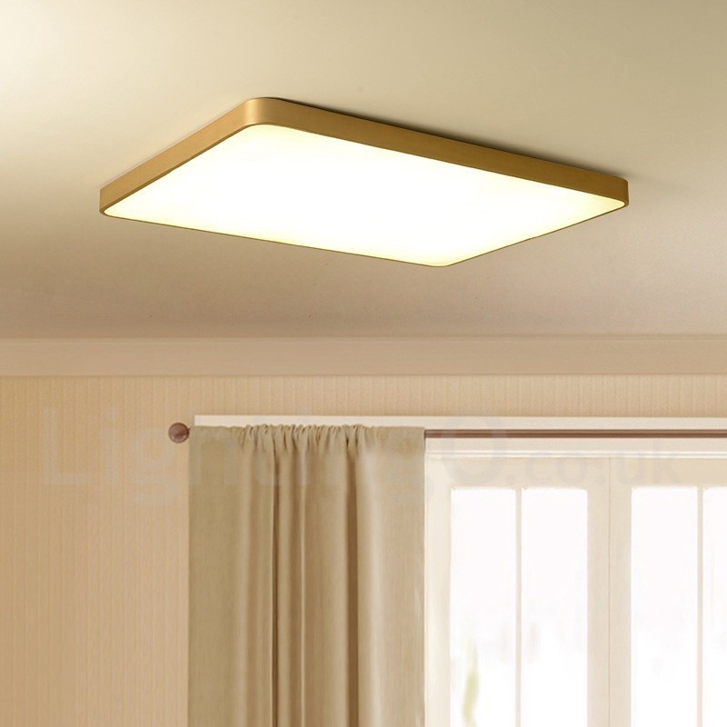 Luminárias de teto de latão embutidas, estilo nórdico moderno, contemporâneo, retangular ultrafinas, reguláveis, com cúpula de acrílico, também podem ser usadas como luminária de parede