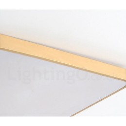 Luminárias de teto de latão embutidas, estilo nórdico moderno, contemporâneo, retangular ultrafinas, reguláveis, com cúpula de acrílico, também podem ser usadas como luminária de parede