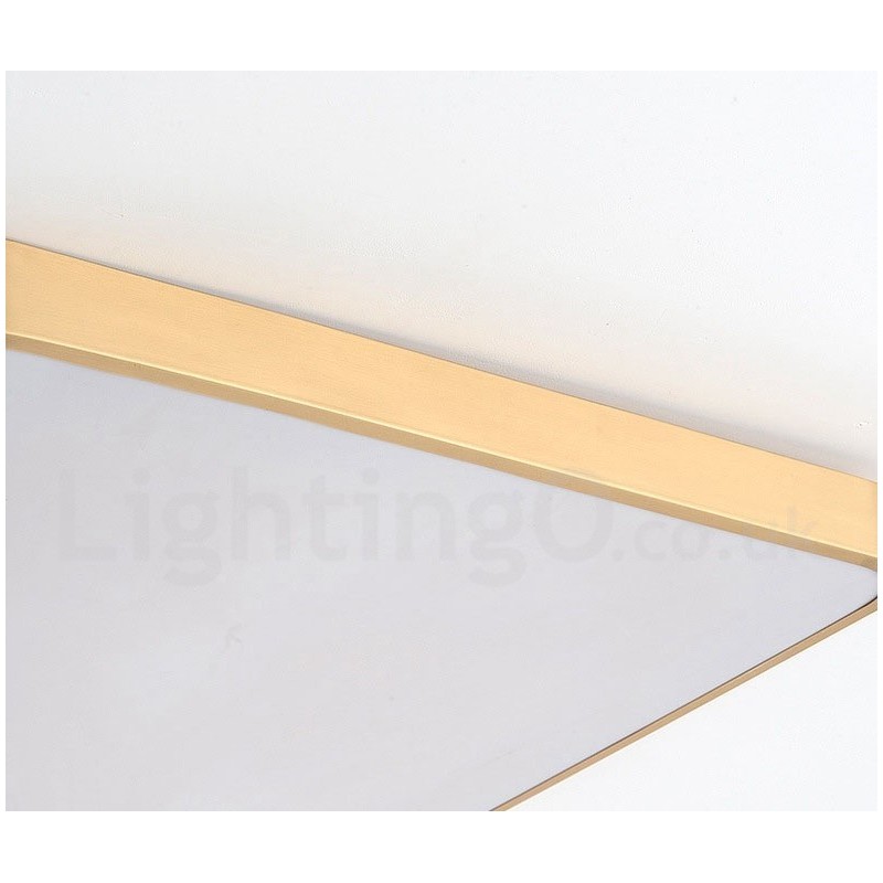 Luminárias de teto de latão embutidas, estilo nórdico moderno, contemporâneo, retangular ultrafinas, reguláveis, com cúpula de acrílico, também podem ser usadas como luminária de parede