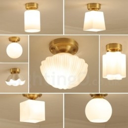 Pure Brass Rustic Lodge Nordic Style Luzes de teto embutidas com cúpula de vidro