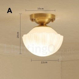 Pure Brass Rustic Lodge Nordic Style Luzes de teto embutidas com cúpula de vidro