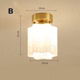 Pure Brass Rustic Lodge Nordic Style Luzes de teto embutidas com cúpula de vidro