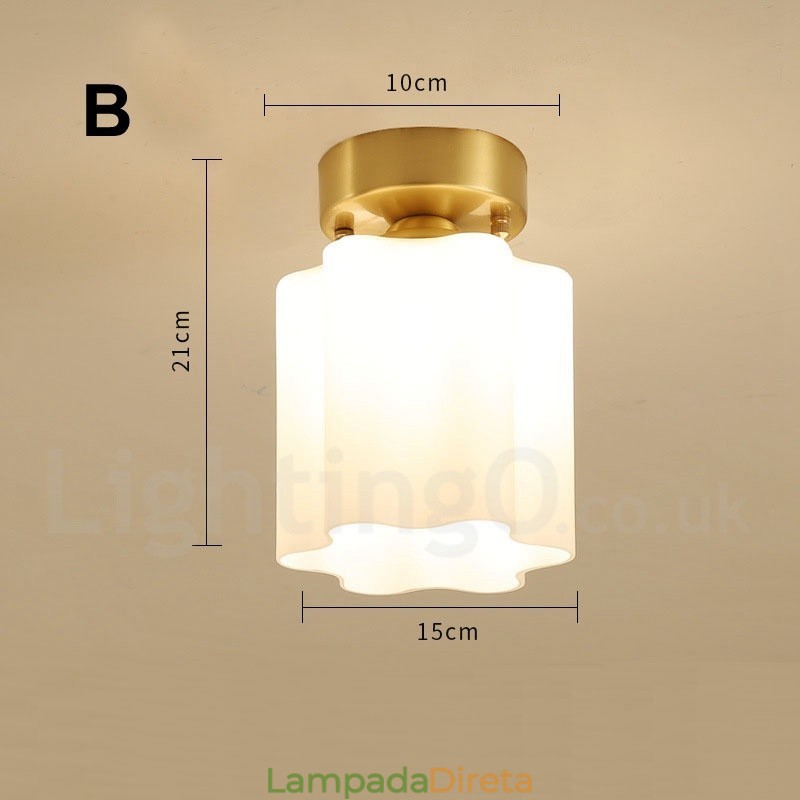 Pure Brass Rustic Lodge Nordic Style Luzes de teto embutidas com cúpula de vidro