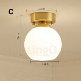 Pure Brass Rustic Lodge Nordic Style Luzes de teto embutidas com cúpula de vidro