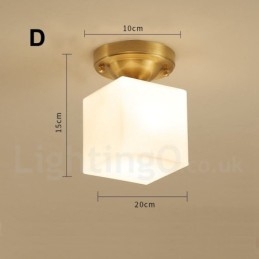 Pure Brass Rustic Lodge Nordic Style Luzes de teto embutidas com cúpula de vidro