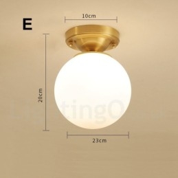 Pure Brass Rustic Lodge Nordic Style Luzes de teto embutidas com cúpula de vidro