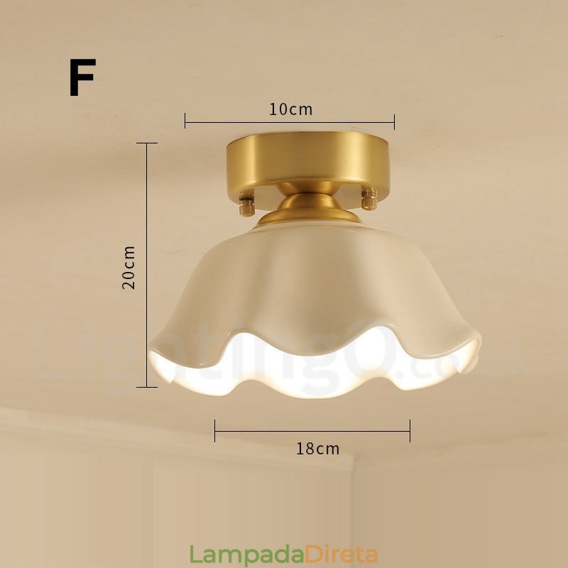 Pure Brass Rustic Lodge Nordic Style Luzes de teto embutidas com cúpula de vidro