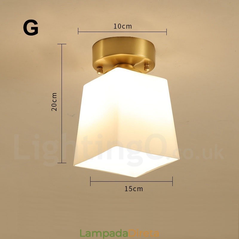 Pure Brass Rustic Lodge Nordic Style Luzes de teto embutidas com cúpula de vidro