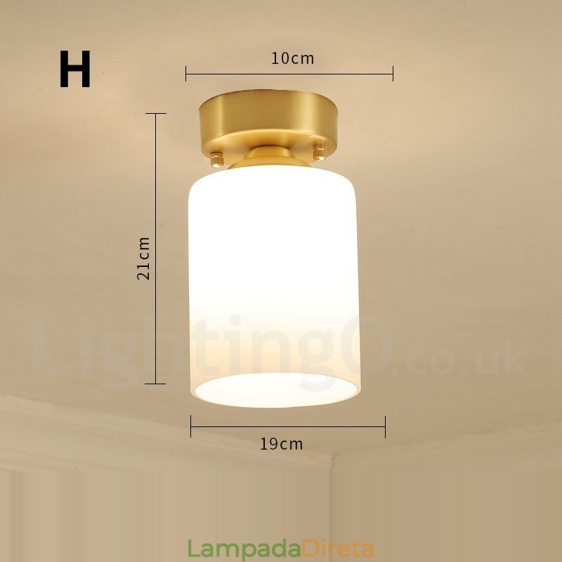 Pure Brass Rustic Lodge Nordic Style Luzes de teto embutidas com cúpula de vidro