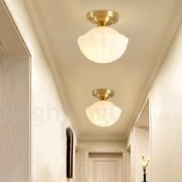 Pure Brass Rustic Lodge Nordic Style Luzes de teto embutidas com cúpula de vidro