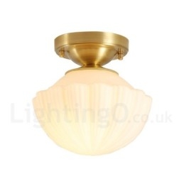 Pure Brass Rustic Lodge Nordic Style Luzes de teto embutidas com cúpula de vidro