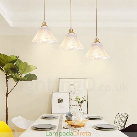 Luminária pendente estilo nórdico rústica de latão puro com cúpula de vidro Luminária pendente estilo nórdico rústica de latão puro com cúpula de vidro