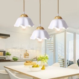 Luminária pendente estilo nórdico rústica de latão puro com cúpula de cerâmica