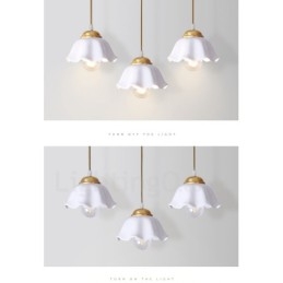 Luminária pendente estilo nórdico rústica de latão puro com cúpula de cerâmica