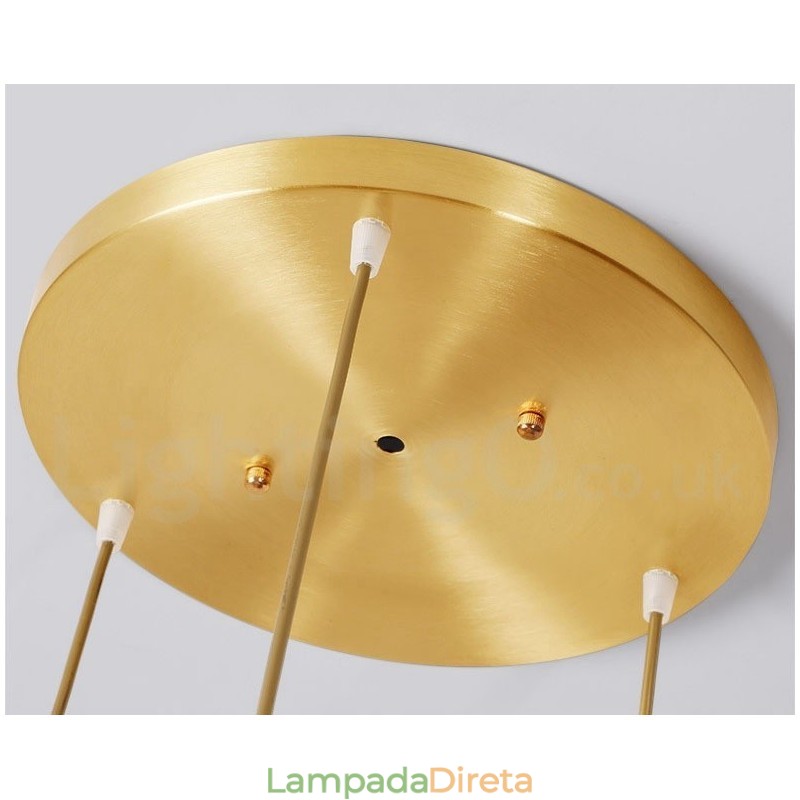 Luminária pendente estilo nórdico rústica de latão puro com cúpula de cerâmica