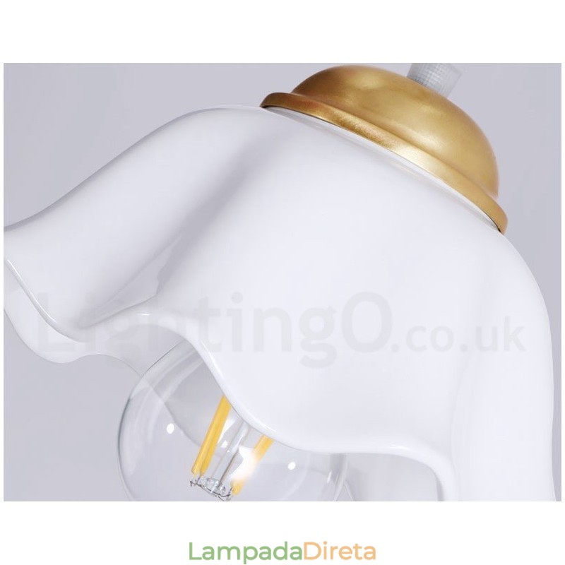 Luminária pendente estilo nórdico rústica de latão puro com cúpula de cerâmica