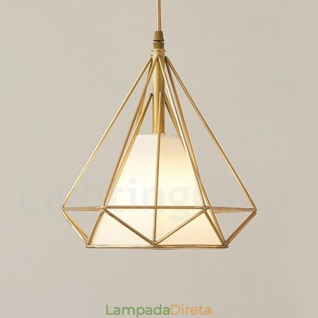 Luminária pendente estilo nórdico em estilo rústico de latão puro com cúpula de tecido Luminária pendente estilo nórdico em estilo rústico de latão puro com cúpula de tecido