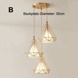 Luminária pendente estilo nórdico em estilo rústico de latão puro com cúpula de tecido