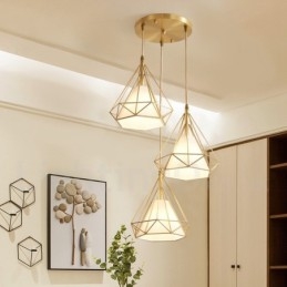 Luminária pendente estilo nórdico em estilo rústico de latão puro com cúpula de tecido