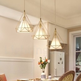 Luminária pendente estilo nórdico em estilo rústico de latão puro com cúpula de tecido