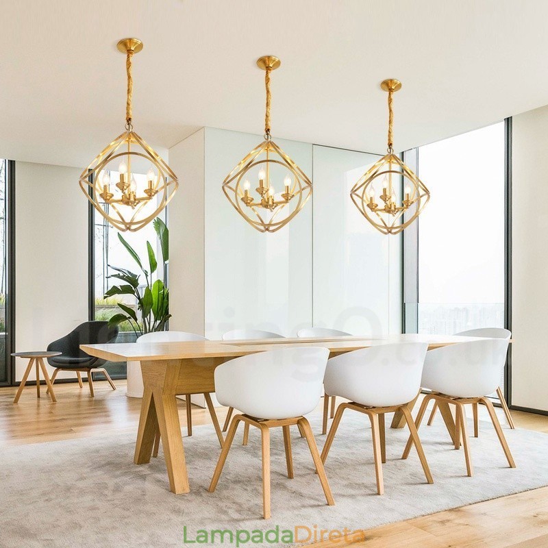Luminária pendente estilo nórdico rústica de latão puro