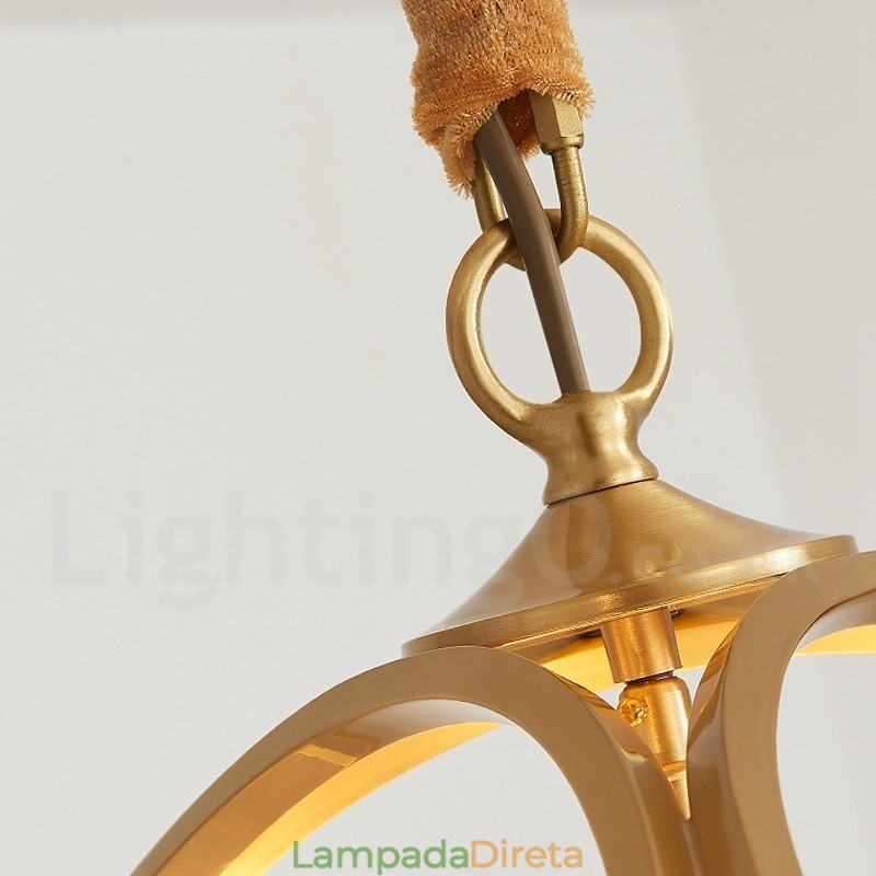 Luminária pendente estilo nórdico rústica de latão puro