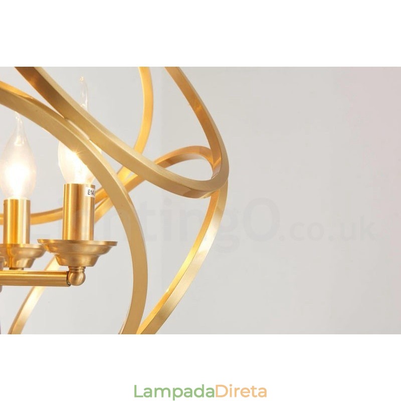 Luminária pendente estilo nórdico rústica de latão puro