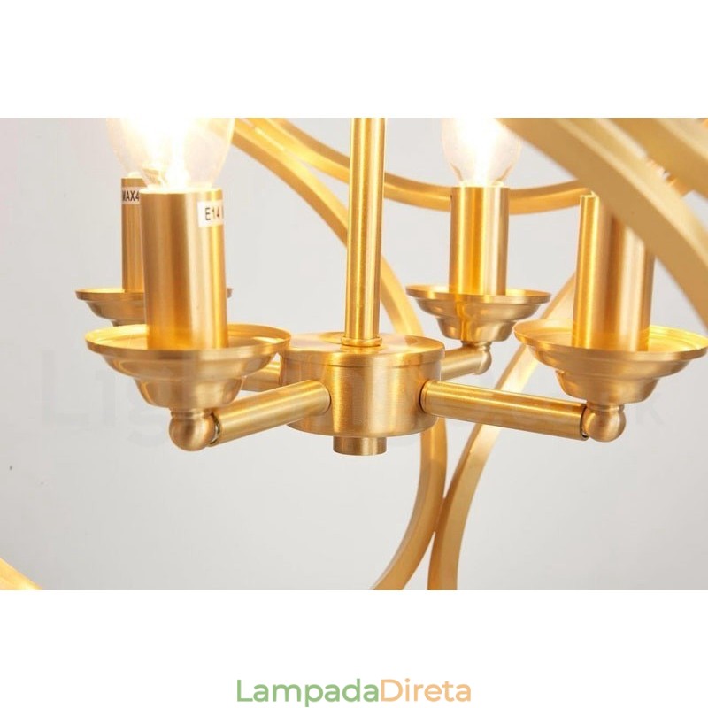 Luminária pendente estilo nórdico rústica de latão puro