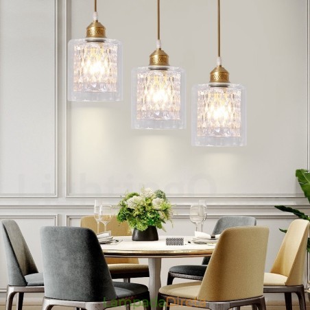 Luminária pendente estilo nórdico rústica de latão puro com cúpula de vidro Luminária pendente estilo nórdico rústica de latão puro com cúpula de vidro