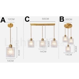Luminária pendente estilo nórdico rústica de latão puro com cúpula de vidro