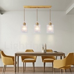 Luminária pendente estilo nórdico rústica de latão puro com cúpula de vidro