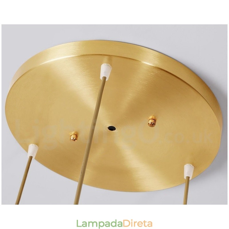 Luminária pendente estilo nórdico rústica de latão puro com cúpula de vidro