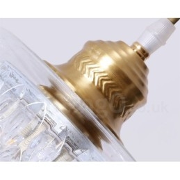Luminária pendente estilo nórdico rústica de latão puro com cúpula de vidro