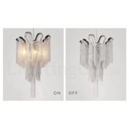 Lustre de borlas de alumínio com pingente de designer, cor prata