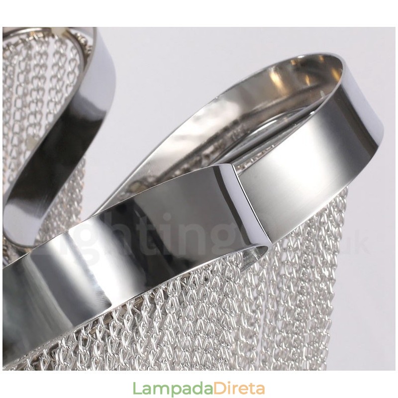 Lustre de borlas de alumínio com pingente de designer, cor prata