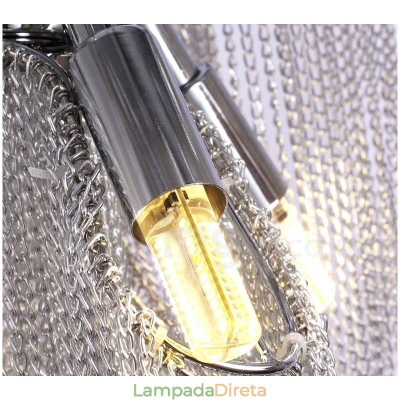 Lustre de borlas de alumínio com pingente de designer, cor prata