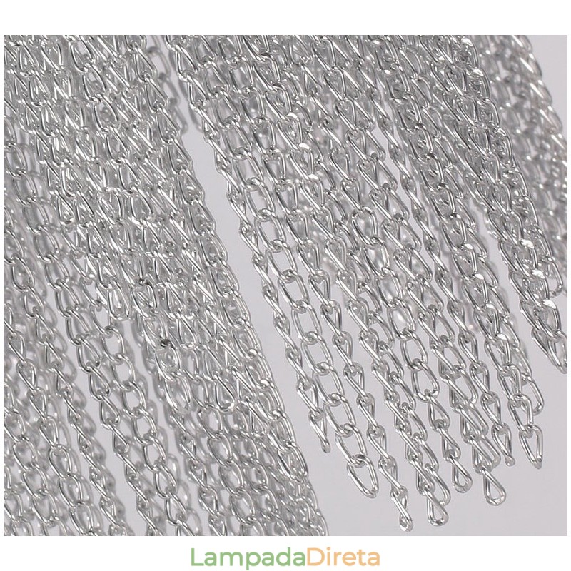 Lustre de borlas de alumínio com pingente de designer, cor prata