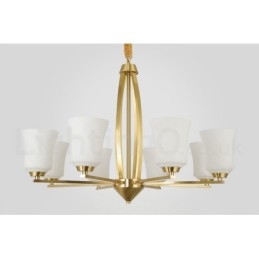 8 Luzes Pure Brass Grande Luxuoso Rústico Retro Vintage Pingente de Latão Lustre com Tons de Vidro