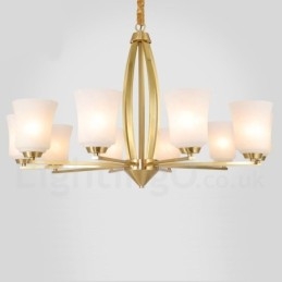 Lustre pendente de latão vintage retrô com cúpulas de vidro