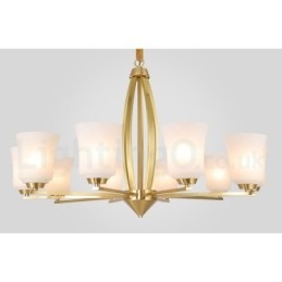 Lustre pendente de latão vintage retrô com cúpulas de vidro