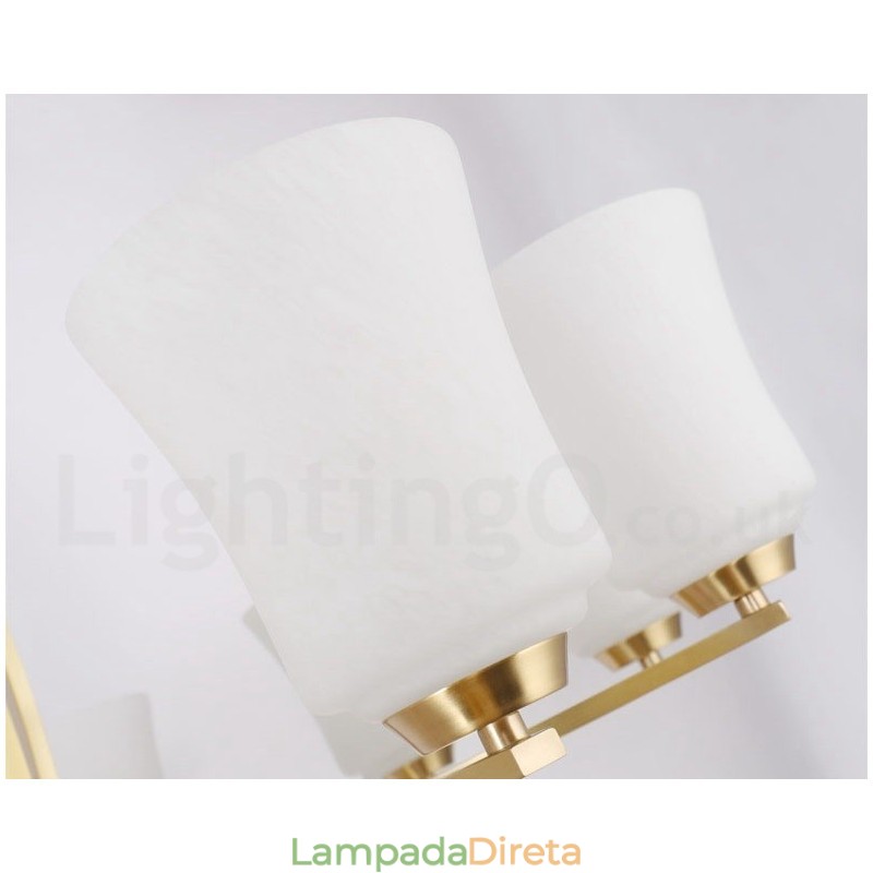12 Luzes Puro Latão Grande Luxuoso Rústico Retro Vintage Latão Pingente Lustre com Tons de Vidro