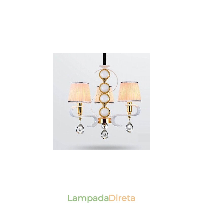 Lustre de tecido 3 luzes moderno minimalista lâmpada de alta qualidade